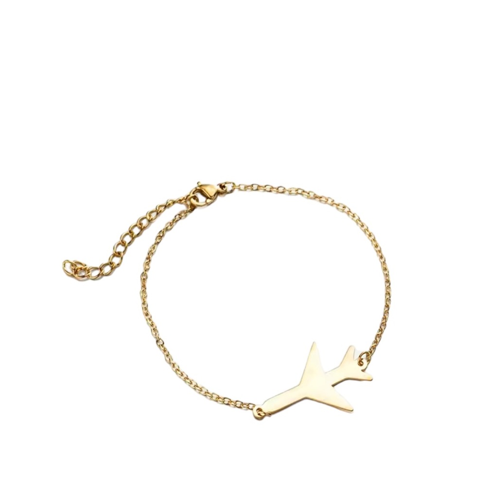 Stainless Steel Gold Airplane Bracelet